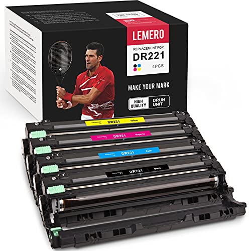 LEMERO Compatible Drum Unit Replacement for Brother DR221CL DR221 DR-221 to use with HL-3140CW HL-3170CDW MFC-9130CW MFC-9330CDW MFC-9340CDW (Black, Cyan, Magenta, Yellow, 4 Pack)