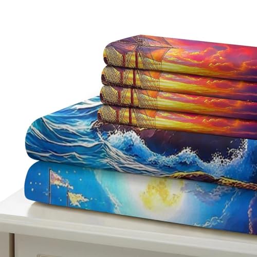 Housse de couette navire imprimée 3D microfibre lit simple ado avec fermeture éclair - 5