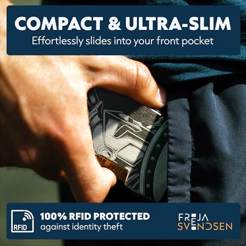 Image of Engraved Aluminum Wallet for Men - Slim Money Clip & Card Holder with Engraved Finish. Enhanced RFID Blocking, Compact, Unique & Minimalist Wallets