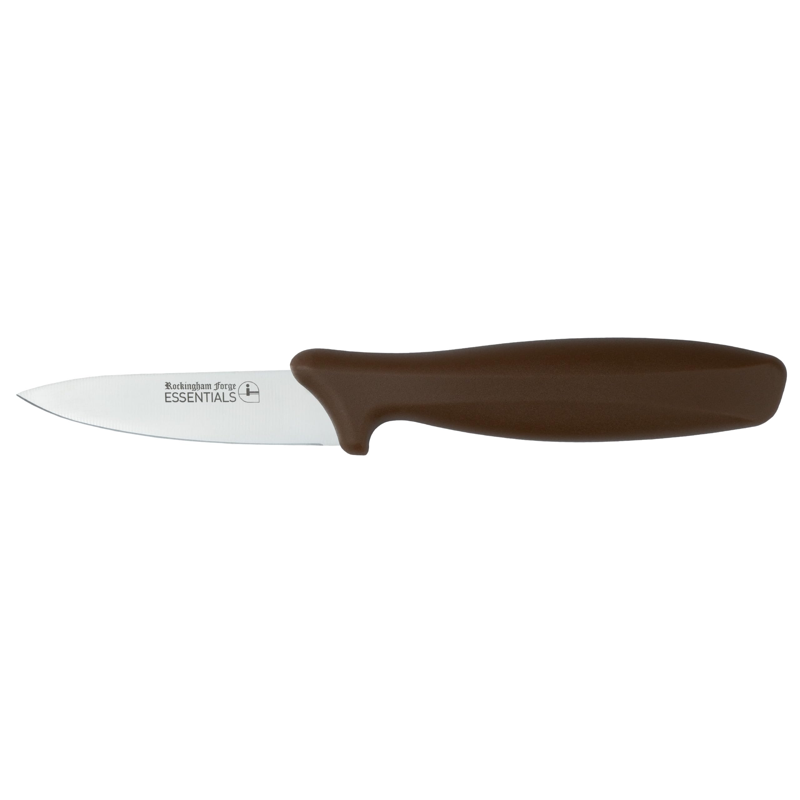 Rockingham Forge Essentials Brown Handle Paring Knife 9cm for Vegetables - Coloured Knives for Food Hygiene, Allergen and Intolerance Food Preparation- Colour Coded Stainless Steel Kitchen Knives