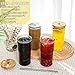 Moretoes Glass Cups with Lids and Straws, 20 oz Glass Tumbler with Lid and Straw Iced Coffee Cup, Glass Cups for Juice Water Smoothie, Glass Drinking Set of 4