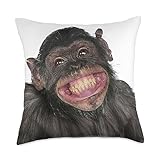 Be Happy.. Like A Monkey - Funny Monkey Throw Pillow, 18x18, Multicolor