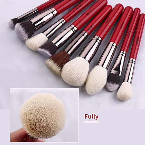 Beili Makeup Brushes 30Pcs Professional Makeup Brush Set Natural Goat Hair Premium Synthetic Kabuki Foundation Blending Brush Face Powder Liquid Cream Blush Concealer Eyeshadow Make Up Brush Set(Red) #TOP2