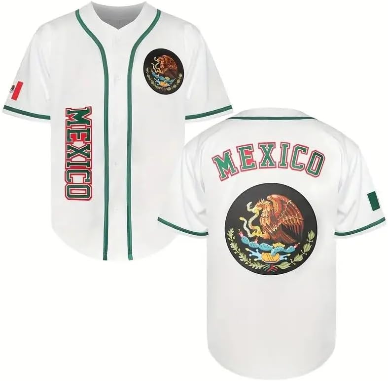 Mexican Pride Baseball Jersey for Men Eagle & Flag Día de la Independencia Virgen de Guadalupe Mexican Baseball Vintage Sport