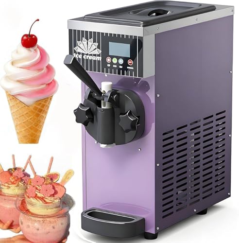 GLBMXDD Máquina Comercial para Hacer Helados de 450 W, un Solo Sabor, para Helado Suave, 4-5 kg/h, 4,5 L, con preenfriamiento y autolimpieza, Ideal para restaurantes y heladerías. Purple