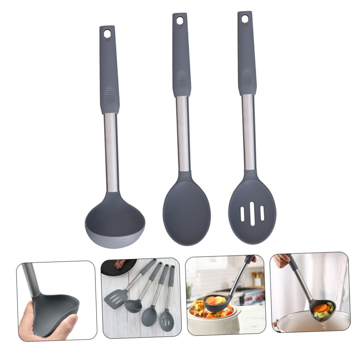 Gatuida Cucchiai da Cucina in Silicone Mestoli per Zuppe e Porridge Utensili da Cucina Antiaderenti e Facili da Pulire
