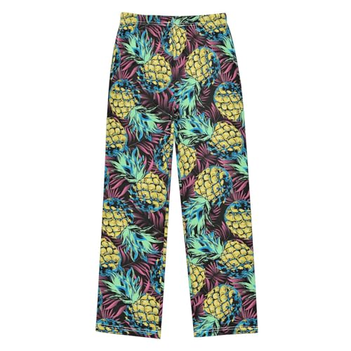 ZZXXB Pineapples Fruit Boys Long Pants Soft Trousers Elastic Waist Kids Lounge Bottoms with Pockets S-XL