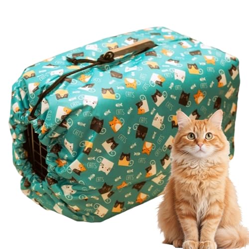 Cubierta para jaula de perro – Protección aislada resistente para jaula de mascotas, fundas para gatos con cordón ajustable | Cubierta para jaula de gato para cachorros pequeños, medianos y grandes