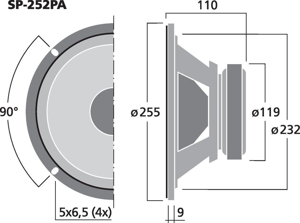 MONACOR SP-252PA Universal-Tiefmitteltöner, kompakter Lautsprecher-Treiber für Tiefmittelton-Anwendungen in smarter Zweiwege-Konstruktion, in Schwarz