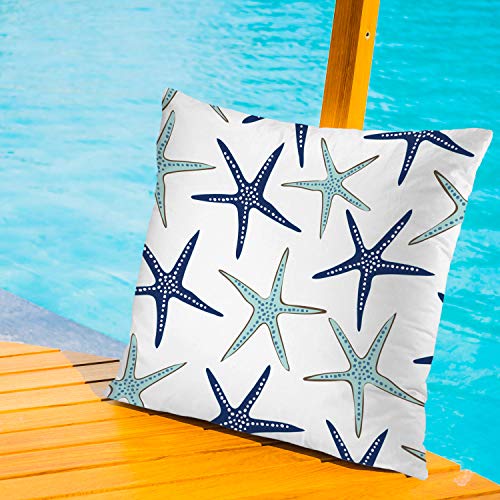 BaoNews Coastal Nautical Pillow Covers, Coastal Nautical Starfish Repeat Pattern Navy Blue Square 22 x 22 Inches Decorative Throw Pillow Covers Cotton Cushion for Sofa Bedroom Car, Blue 07, Set of 2 - Image 6