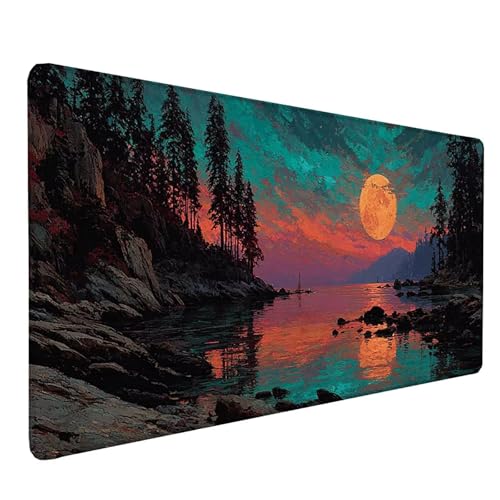 Tapis de souris XXL ForêT 80x30cm noir avec base en caoutchouc antidérapant