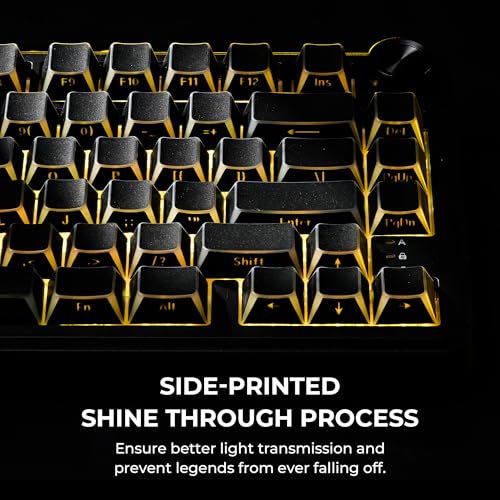 Image of GMKWTL XVX Black Shine Through Keycaps, PBT Keyboard Keycaps Cherry Profile, Custom Side Printed Keycap Sets Suitable for 60% 65% 75% 80% 100% Mechanical Keyboard