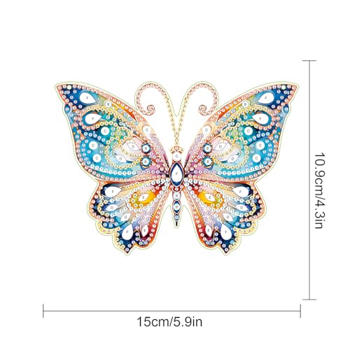 Image of AiYuanzsh Diamond Painting Hanging Pendant Kit Animal Butterfly 5D Diamond Painting Kits for Adults Crystal Rhinestones Diamond Art Pendant for Door Wall Window Home Xmas Decor