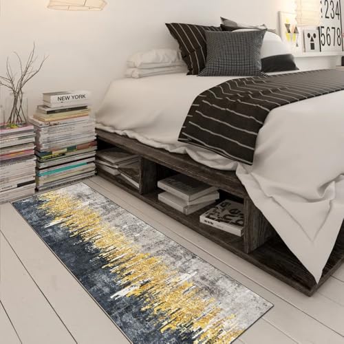 Alfombra de diseño abstracto gris y dorado elegante para decoración del hogar 3