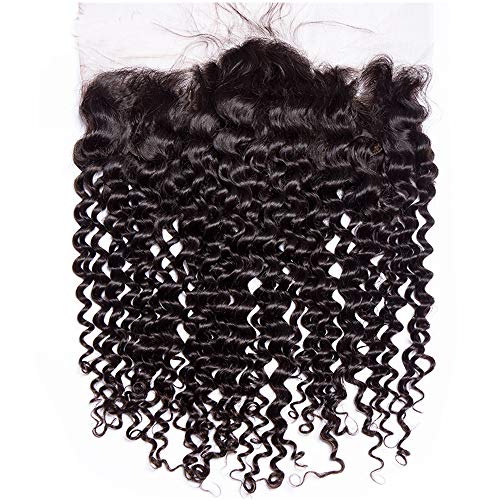 13X4 curly Ear To Ear Lace Frontal with Baby Hair Bleached Knots Human Hair Natural Color