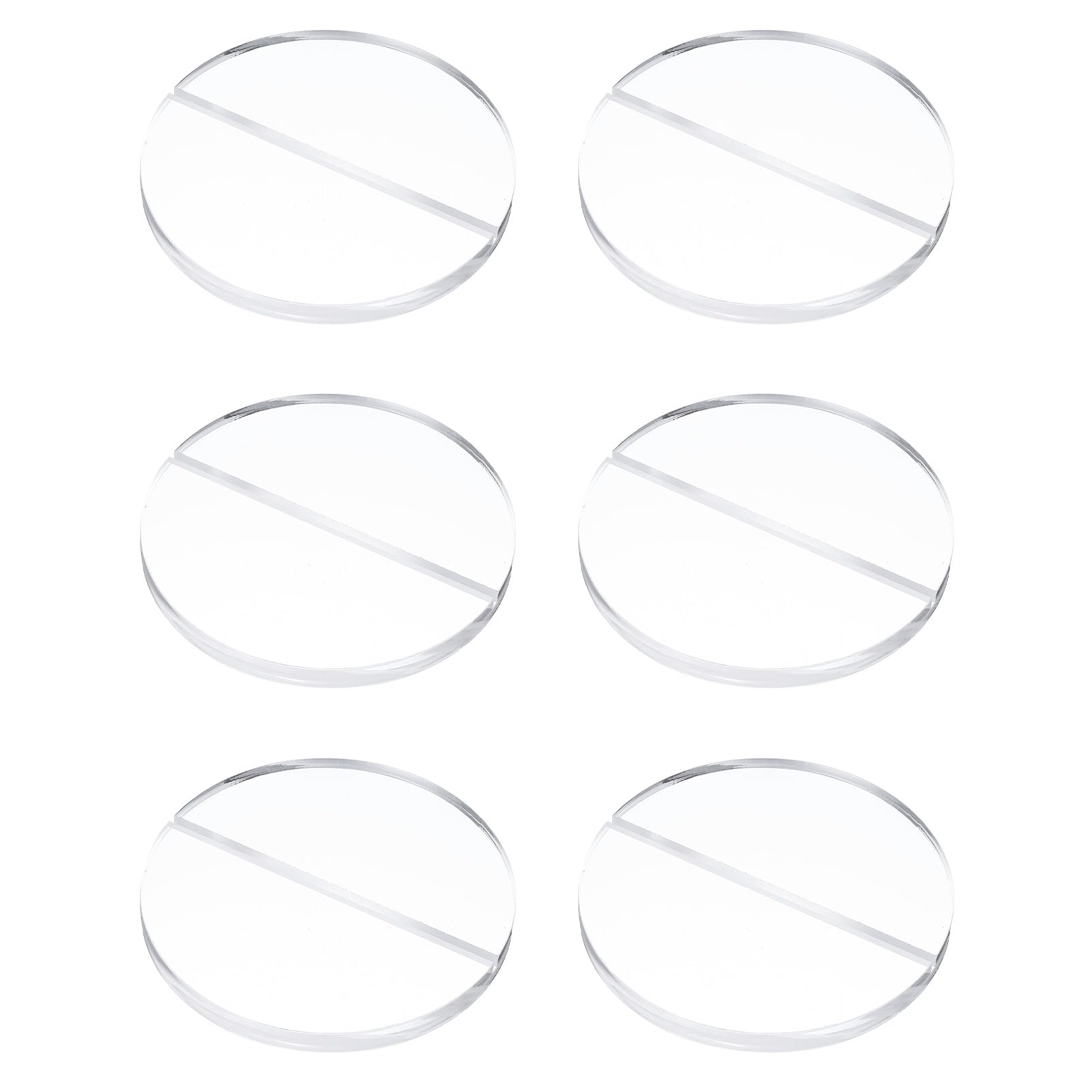 PATIKIL 6Pcs Place Card Holders 4.7" Clear Acrylic Stand Wedding Sign Round Name Card Holders Table Number Stand with 1/8" Slot for Wedding Birthday Exhibition Office Display, 120 mm