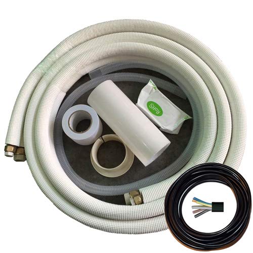 DIMSTAL 2x 5m 1/4 1/2 Zoll Kupfer Kältemittelleitungen für 18000 BTU Split Klimageräte, Montagefertig mit Zubehör
