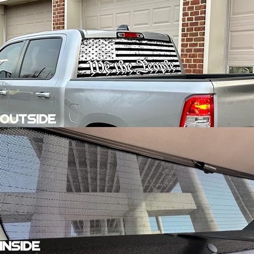 Image of American Flag Rear Window Decal for Truck,We The People Black Flag Truck Rear Window Decal,American Flag Decals for Truck Car SUV (65x17in)