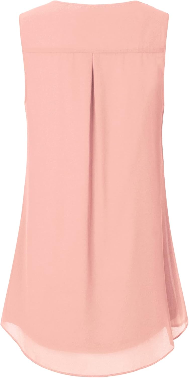 Timeson Women's Sleeveless Chiffon Tank Top Double Layers Casual Blouse Tunic - Image 3