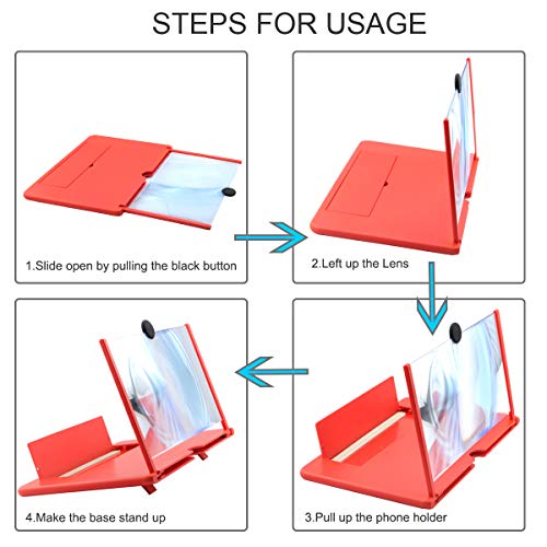 iKKEGOL Lupa de tela de 12 polegadas, ampliador de celular HD 3D ampliador projetor para filmes, víd