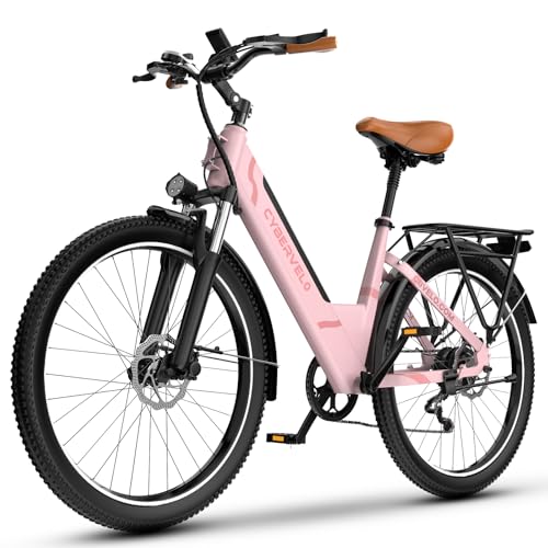 Image of Cybervelo 750W Peak Electric Bike for Adults,up 80 Miles Removable Battery Ebike, 26 inch Electric E Bike with 7-Speed,Adult Electric Bicycles for Commute Beach Snow Womens /Man All Terrain