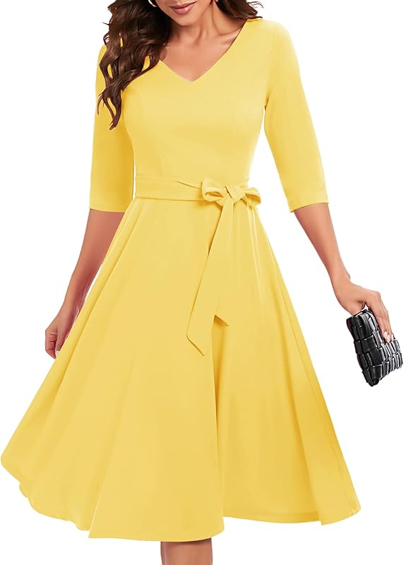 Bbonlinedress Dames vintage zomer casual A-lijn midi-rok elastische brede taille uitlopende rok met riem, Bourgondy, M