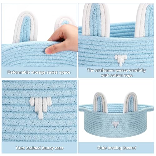 Image of Colingmill 3 Pcs Empty Easter Baskets for Kids 12 x 7.9 x 5.1 Inches Colorful Woven Bunny Baskets for Boys Girls, Easter Egg Hunt, Baby Gift Organizer