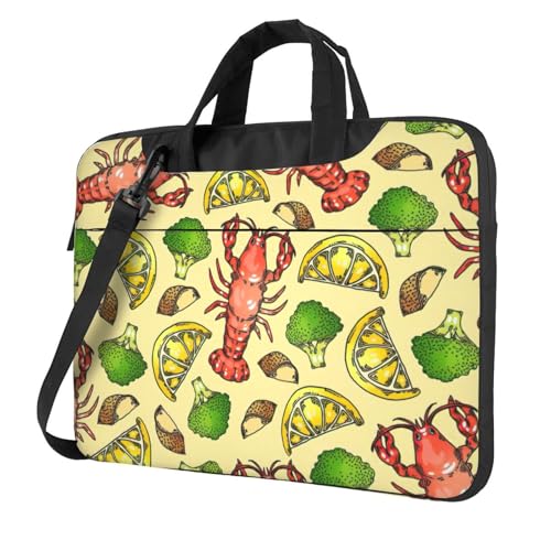 Maletín para laptop estampado de limón y langosta bolsa delgada para ordenador de mujer y hombre