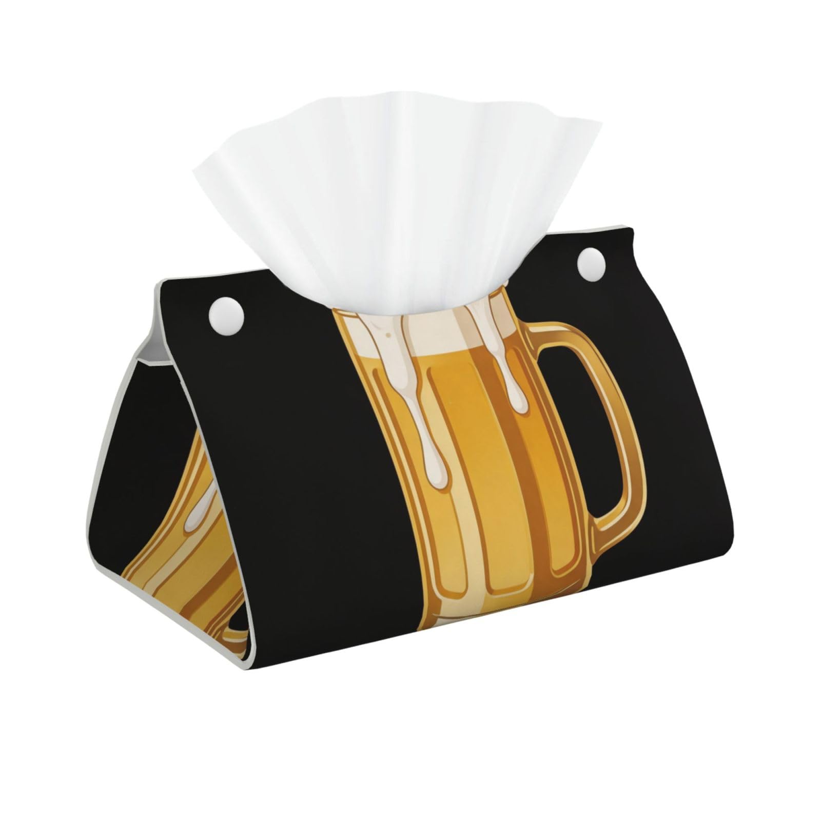 Beer Mug Long Leather Tissue Box Cover-Waterproof PU Leather Tissue Holder for Bathroom, Decorative Rectangular Tissue Case