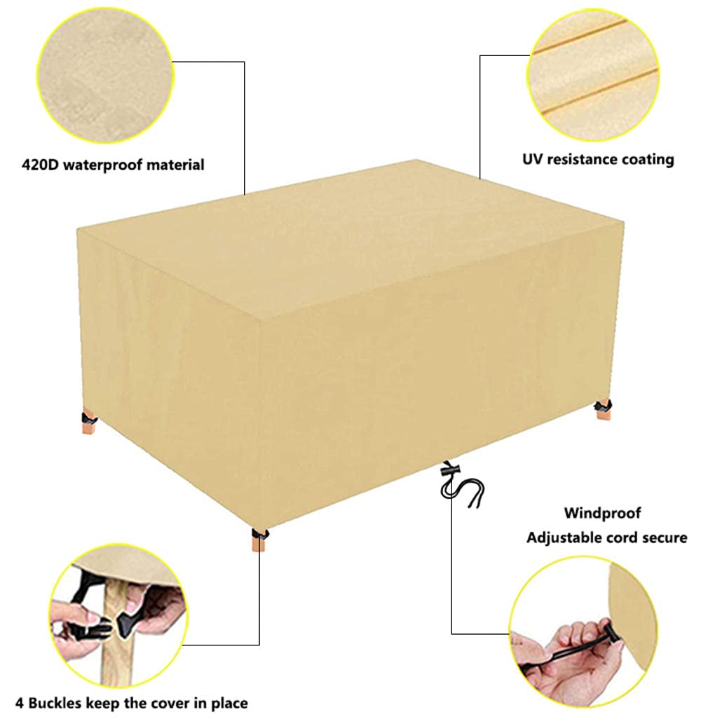 Copertura per Mobili da Giardino,420D Oxford Telo Impermeabile Anti-UV Antivento, per mobili da giardino, sedie, tavoli
