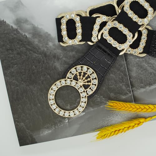 Elastic Stretch Belt for Women Waist Belt for dress Golden Buckle Bling Stylish Belt3