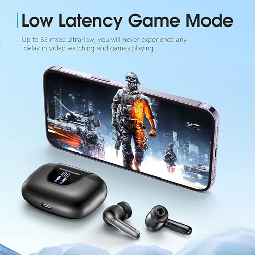 Image of Wireless Earbuds Bluetooth 5.3 Deep Bass True Wireless Ear Phones 30H Playback LED Power Display in-Ear Buds with 4 ENC Mics Charging Case IP7 Waterproof for Sports