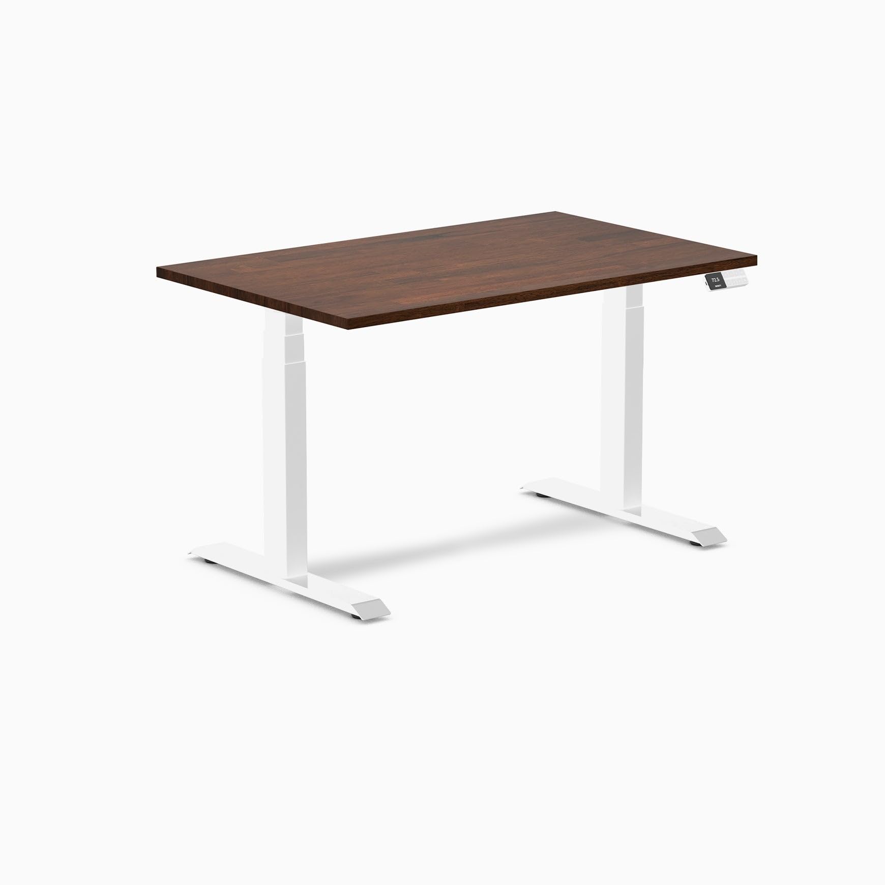 Desky Dual Rubberwood Sit Stand Desk Red Walnut 48" White