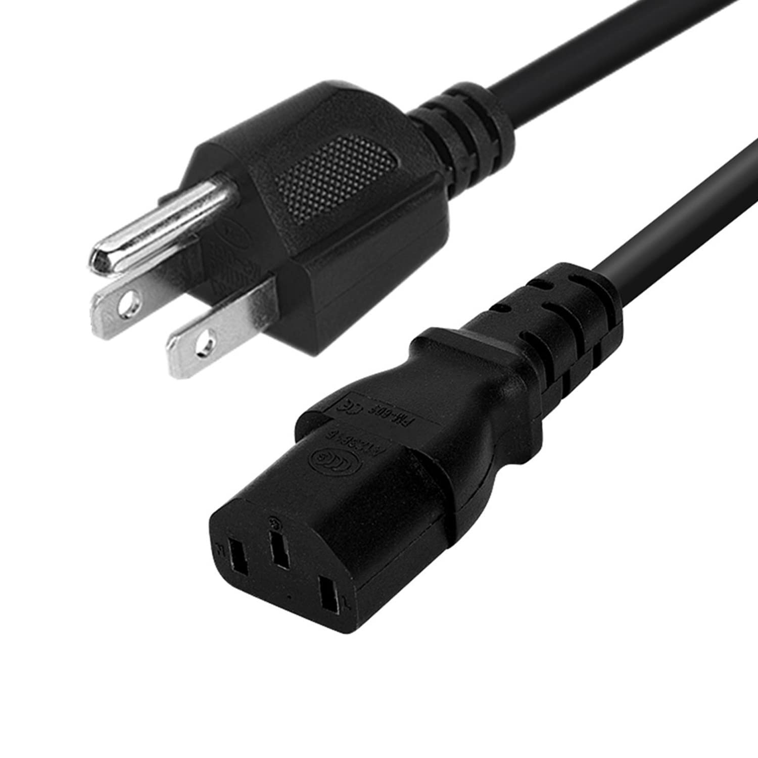Cavo a spirale a 3 pin, 18 AWG, 125 V, 10 A, 2,5 m, adatto per TV, computer, stampante, radio, monitor, laptop, ecc. (Nero)