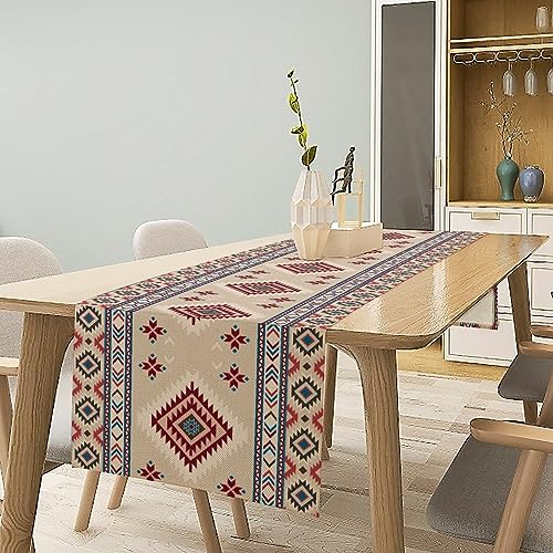 Image of Rustic Ethnic African Table Runner Vintage Tribal Aztec Southwestern Native American Runner for Kitchen Table Dining Room Coffe 13x120 inch