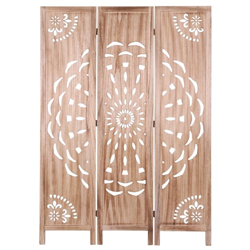 Separador de habitación de madera, pantalla plegable de privacidad de 3 paneles, división de madera independiente para uso en interiores, ideal para dormitorio, oficina, yoga y fondo de video, 66.9