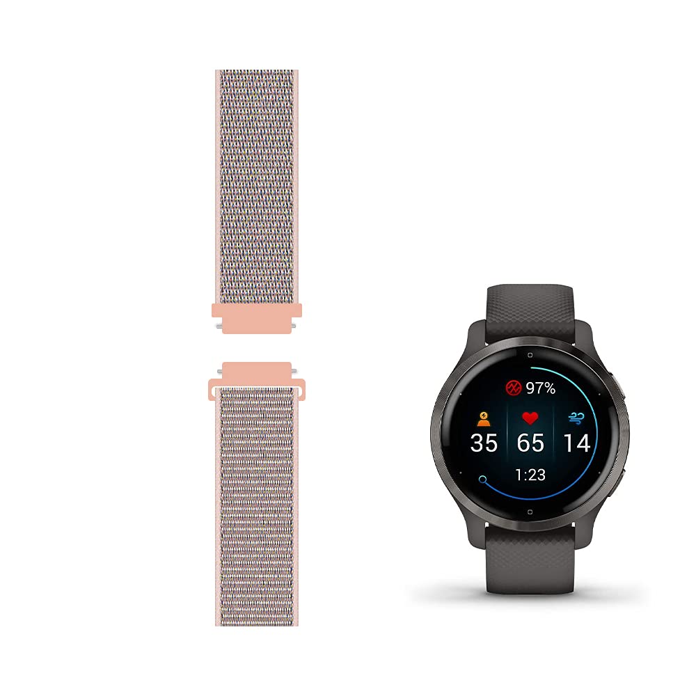 Nylon Straps Compatible with Garmin Venu 2S Smartwatch Replacement Bands Quick Release 18mm-image-38