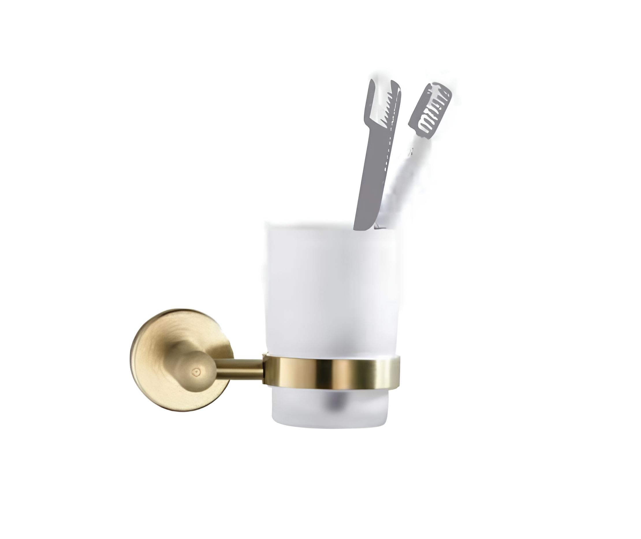 Housler® Brushed Brass Round Bathroom Accessories (Gold) (Round Tumbler)