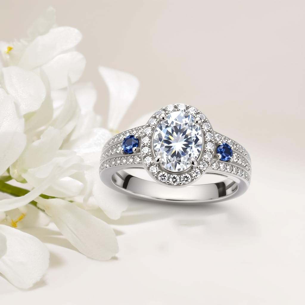 10K/14K/18K White/Yellow/Rose Gold IGI Certified Lab Grown Diamond and Sapphire Personalized Engagement Ring for Women, 1-5 Carat D Color-VVS Clarity - Image 7