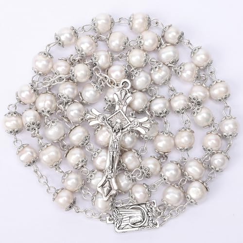 Generic Rosary Beads Catholic for Woman - Natural White Real Pearl Rosary Beads, Catholic Gifts2