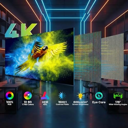 Image of TUTT 15.6 Inch 4K UHD Gaming Portable Monitor with 8000mAh Battery, 600 Nits Brightness, IPS Panel, Black