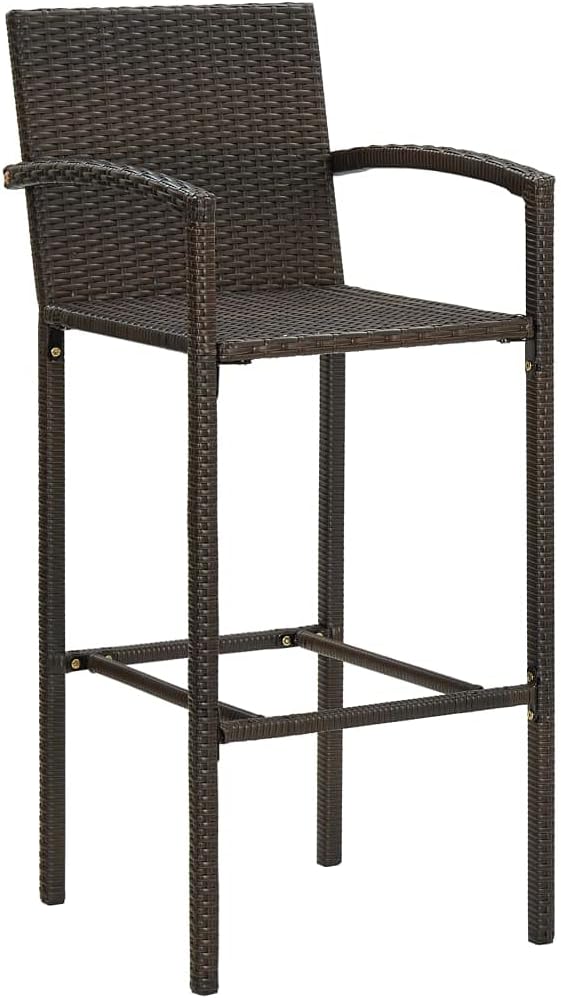 Garden Furniture Set,Poly Rattan Patio Table and Chairs,Bar Stools Set,Armrest Chairs,Bar Height Patio Table & Chairs Set Furniture Patio All Weather Outdoor Patio Furniture,3 Piece Poly Rattan Brown