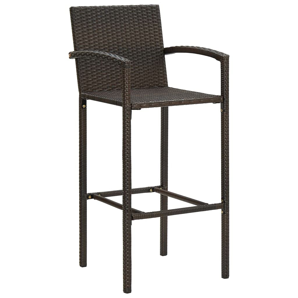 vidaXL Jeu de Bar de Jardin 5 pcs avec Accoudoirs Salon de Jardin Table et Tabourets de Bistrot Terrasse Patio Extérieur Résine Tressée Marron