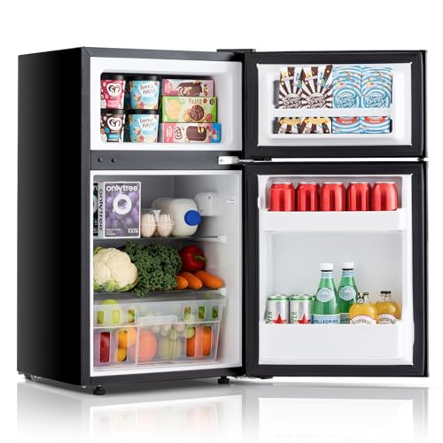 Image of DOGHLY Compact Refrigerator 3.2 Cu.Ft Mini Fridge with Freezer, 2 Door Small Refrigerator with 3-Level Temperature Control, Adjustable Thermostat & Removable Shelves for Dorm Apartment (2 Door)