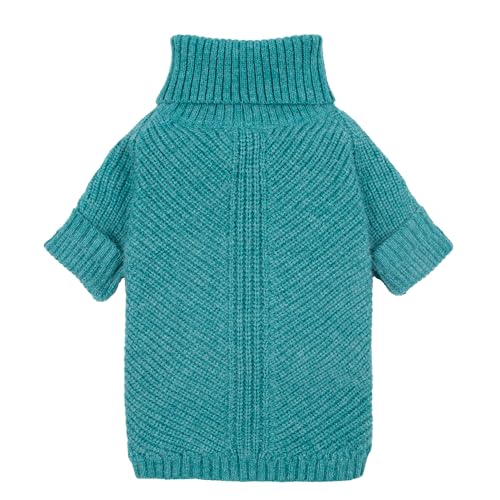 Image of Fitwarm Turtleneck Dog Knitted Sweater, Thermal Winter Clothes for Small Dogs - Boy, Girl, Doggy Pullover Jumper, Pet Outfit, Teal Blue, XS