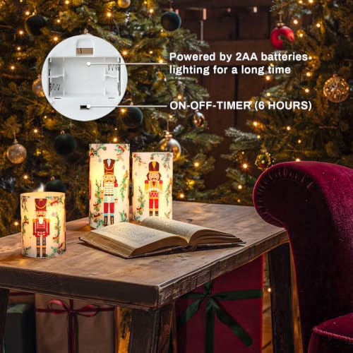 Image of Chrismtas Nutcracker Soldiers Flameless Candles Decorations with Remote, Battery Opreated Flickering LED Candle Light, Real Wax Holiday Candles, Xmas Gift for Home Party Decor