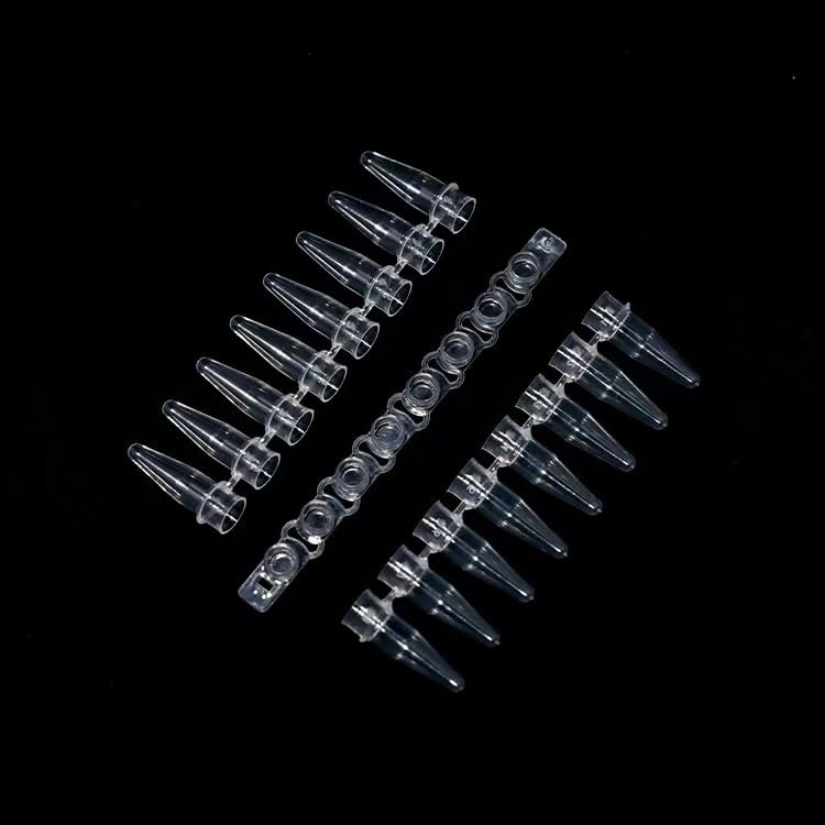 PCR Tubes - PCR 0.2ml Thin Wall with Flat Cap, Strip of 8 Tubes,DNase/RNase Free,Pack of 200(Cap Included)
