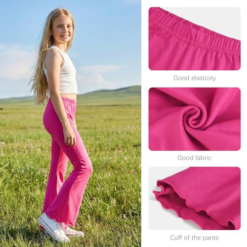 Image of ZukoCert Girls Flare Leggings, Mid Waist Bell Bottom Pants for Kids, Kids Flare Pants Size 4-13Y