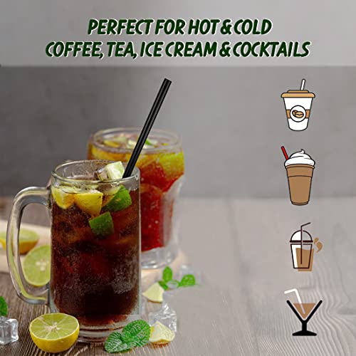 Party Bargains Disposable Coffee Stirrers 5", 120 Count, Black, Plastic Drink Stirrer Sticks, Cocktail Straws Bar Accessories, Hot Chocolate, Tea, Espresso Mixer, Cafes, Bistros, Hot Cold Beverages