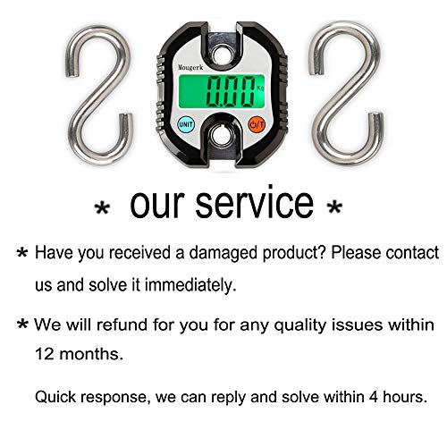 Mougerk Digital Hanging Scales Portable Heavy Duty Crane Scale 150 kg 300 lb 2 AAA Batteries(Not Included) (Black)